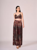 Maroon abstract floral print pant