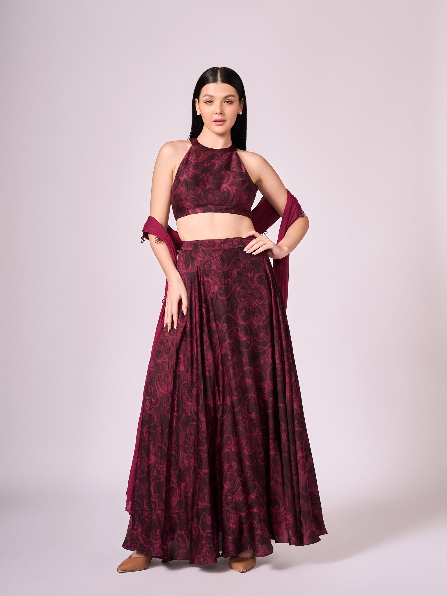 Cherry abstract  floral print lehenga set