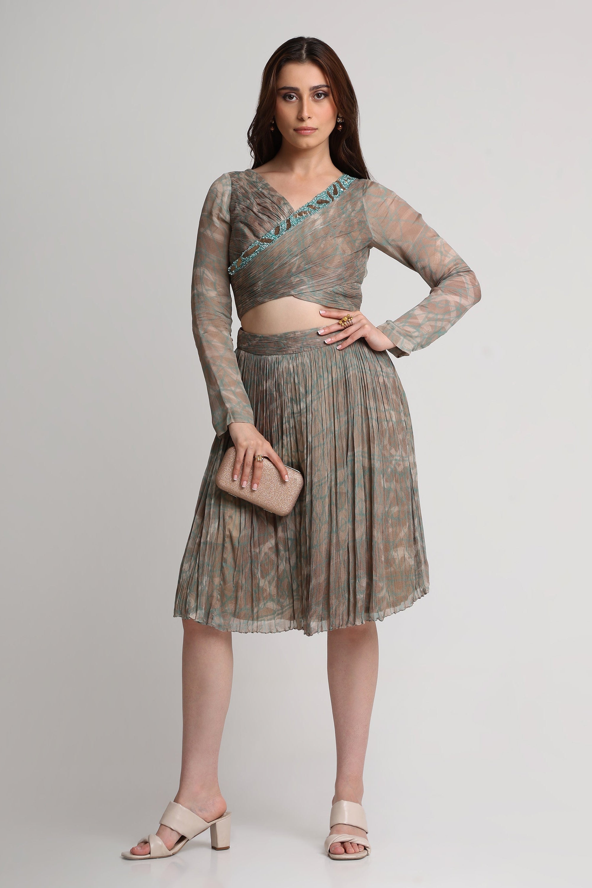 Pearl Mouse Grey Abstract print skirt