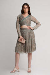 Pearl Mouse Grey Abstract print skirt