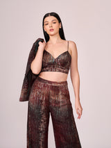 Maroon abstract floral print pant