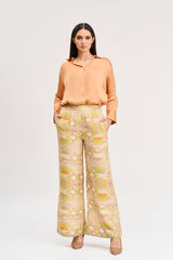 Lime green geometric print pant