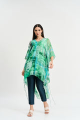 Greens abstract print  kaftan kurta set