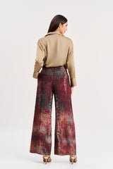 Maroon abstract floral print pant