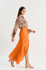 Burnt orange colour skirt