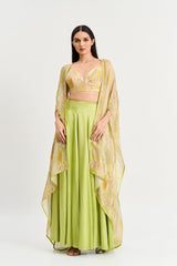 Lime green geometric print  cape