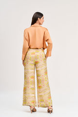 Lime green geometric print pant