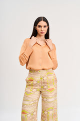 Lime green geometric print pant