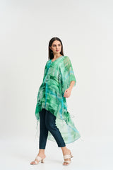 Greens abstract print  kaftan kurta set