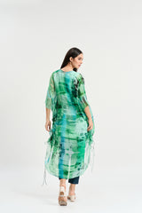 Greens abstract print  kaftan kurta set
