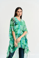 Greens abstract print  kaftan kurta set