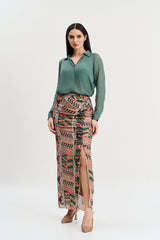 Multi coloured geometric print skirt