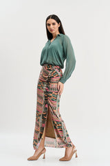 Multi coloured geometric print skirt