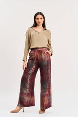 Maroon abstract floral print pant