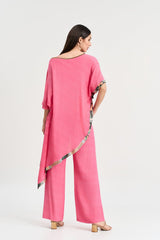 Fuchsia pink short kurta set