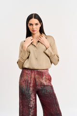 Maroon abstract floral print pant