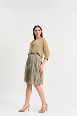 Pearl mouse grey abstract print skirt