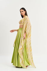 Lime green geometric print  cape