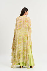 Lime green geometric print  cape