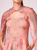 Peach absract floral print jumpsuit