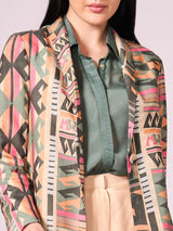 Multi coloured geometric print jacket