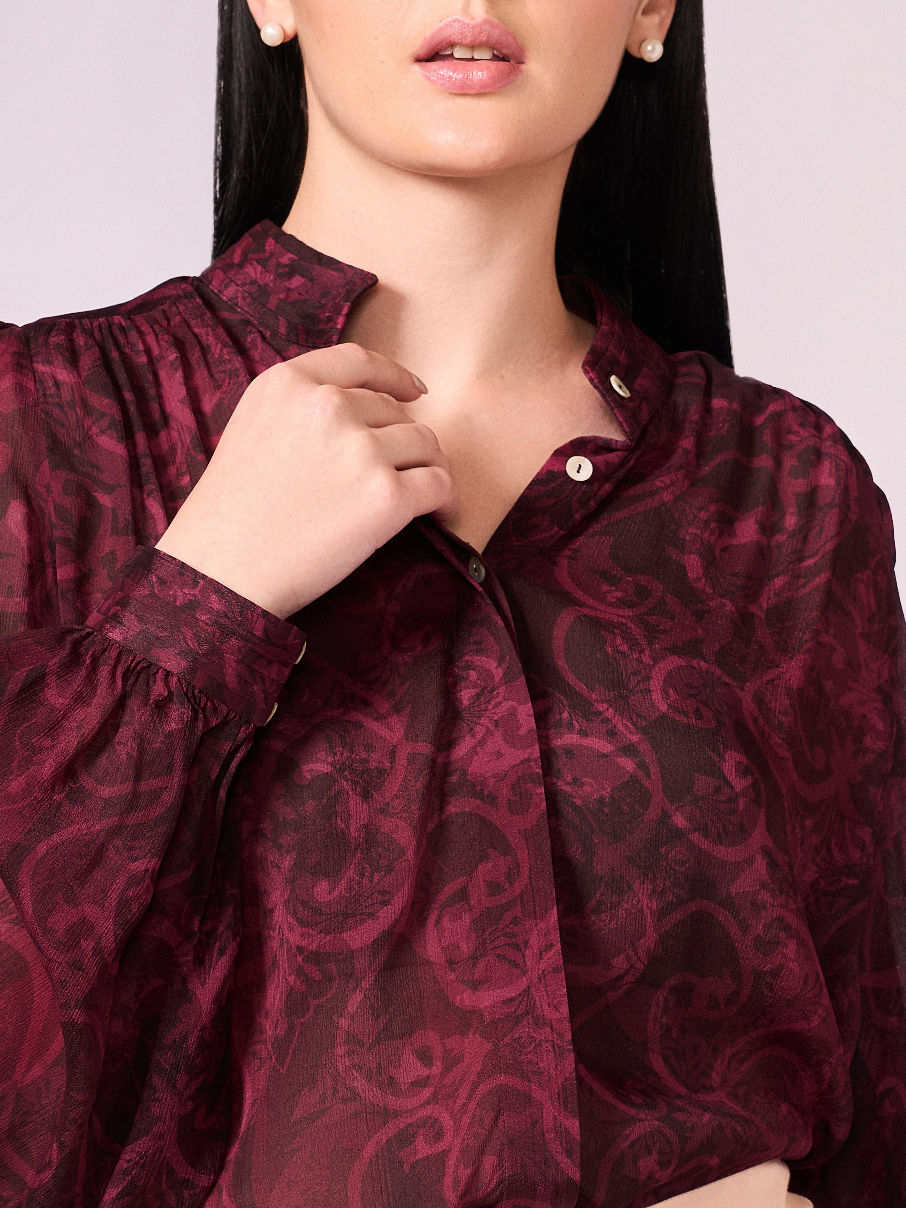 Cherry abstract floral print shirt