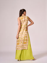 Lime green geometric print kurta set