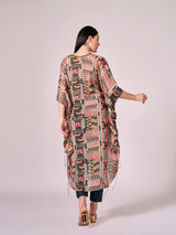 Multi coloured geometric print kaftan set