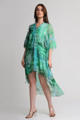 Green Geometric art print kaftan