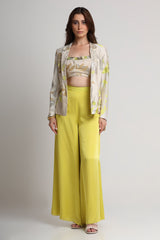 Beige neon abstract floral print jacket