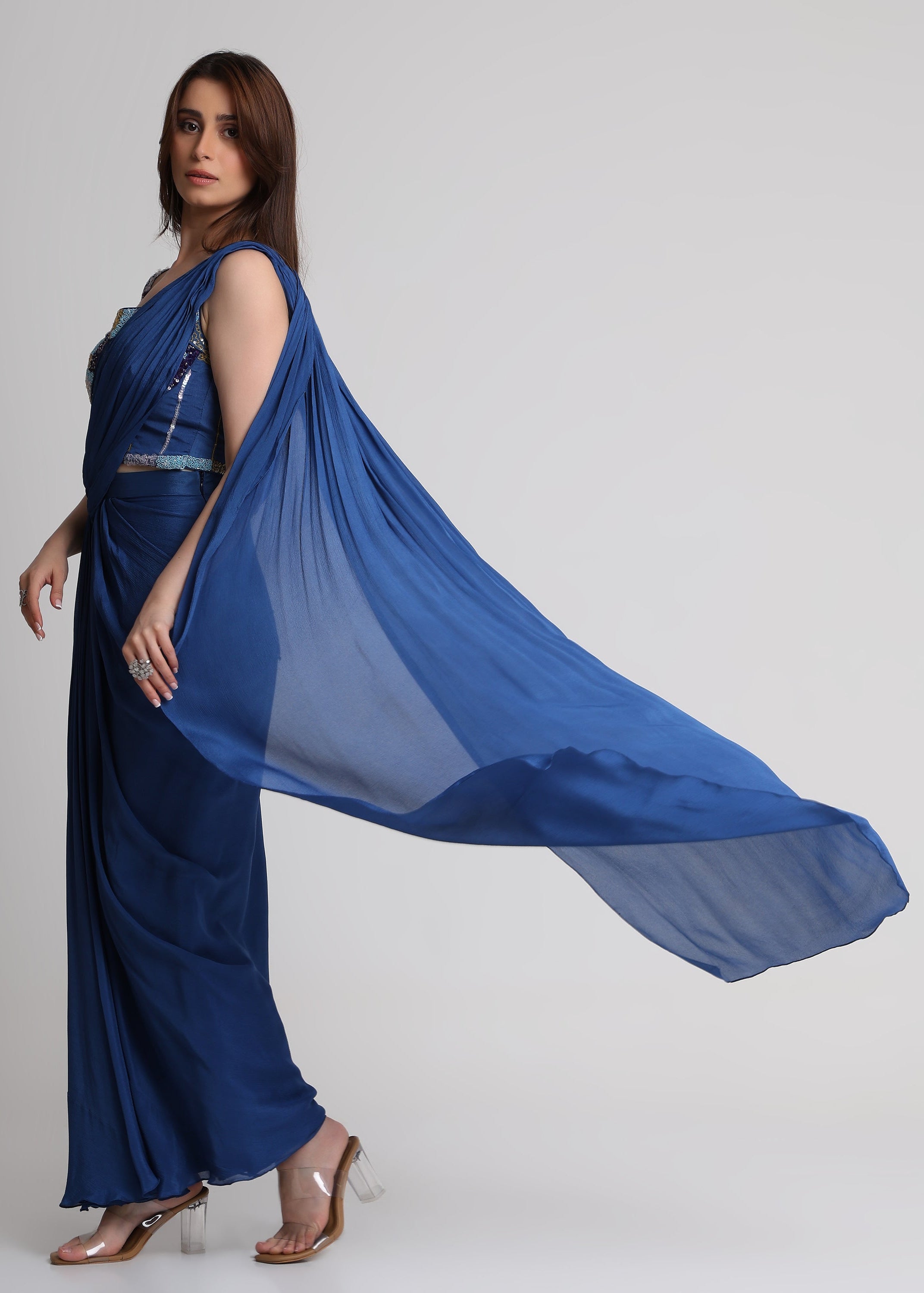 Midnight drape saree