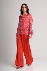 Red Floral abstract floral print shirt