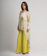 Beige neon abstract floral print shirt