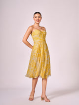 Yellow abstract print short dress