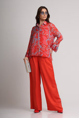 Red Floral abstract floral print shirt