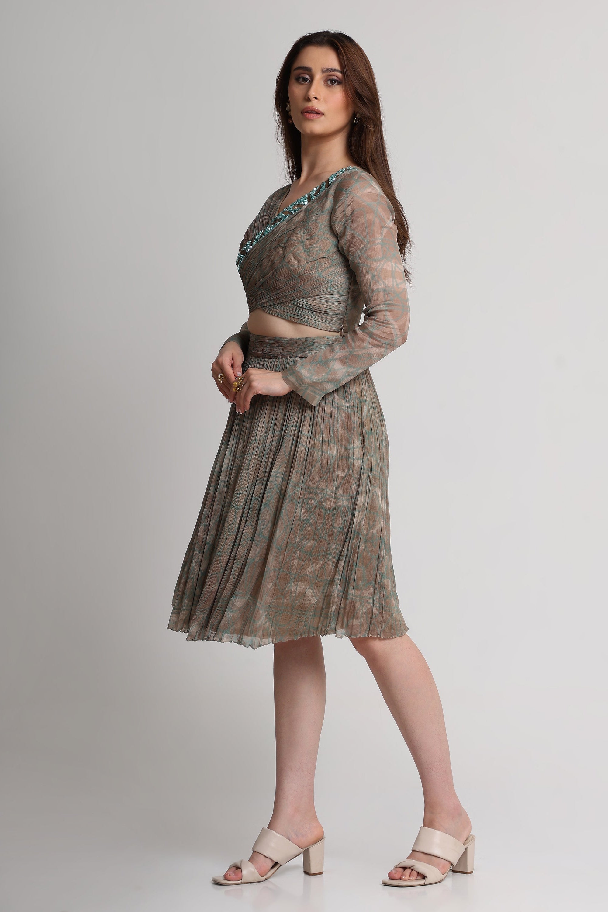 Pearl Mouse Grey Abstract print skirt