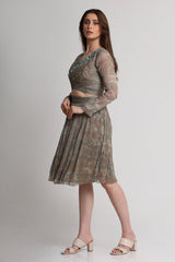 Pearl Mouse Grey Abstract print skirt