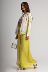 Beige neon abstract floral print jacket