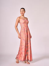 Peach absract floral print jumpsuit