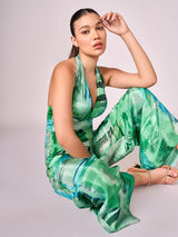 Greens abstract print  jumpsuit