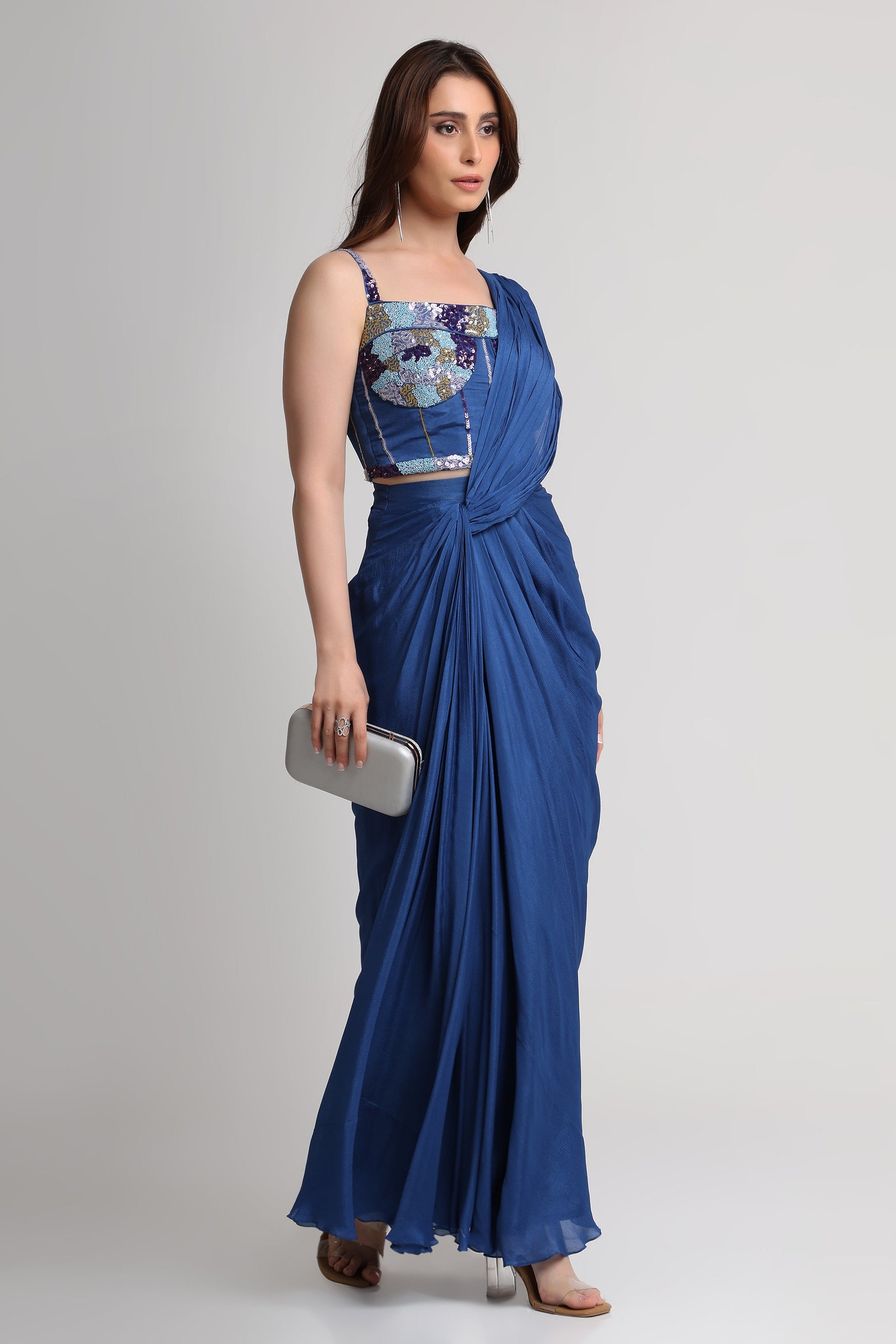 Midnight drape saree