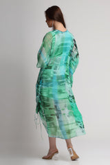 Green Geometric art print kaftan