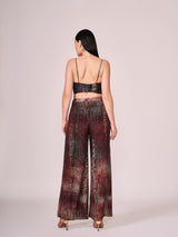 Maroon abstract floral print pant