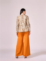 Browns abstract floral print jacket, burnt orange bustier and pant set