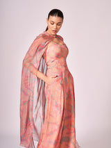 Peach absract floral print jumpsuit