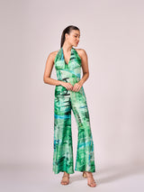 Greens abstract print  jumpsuit