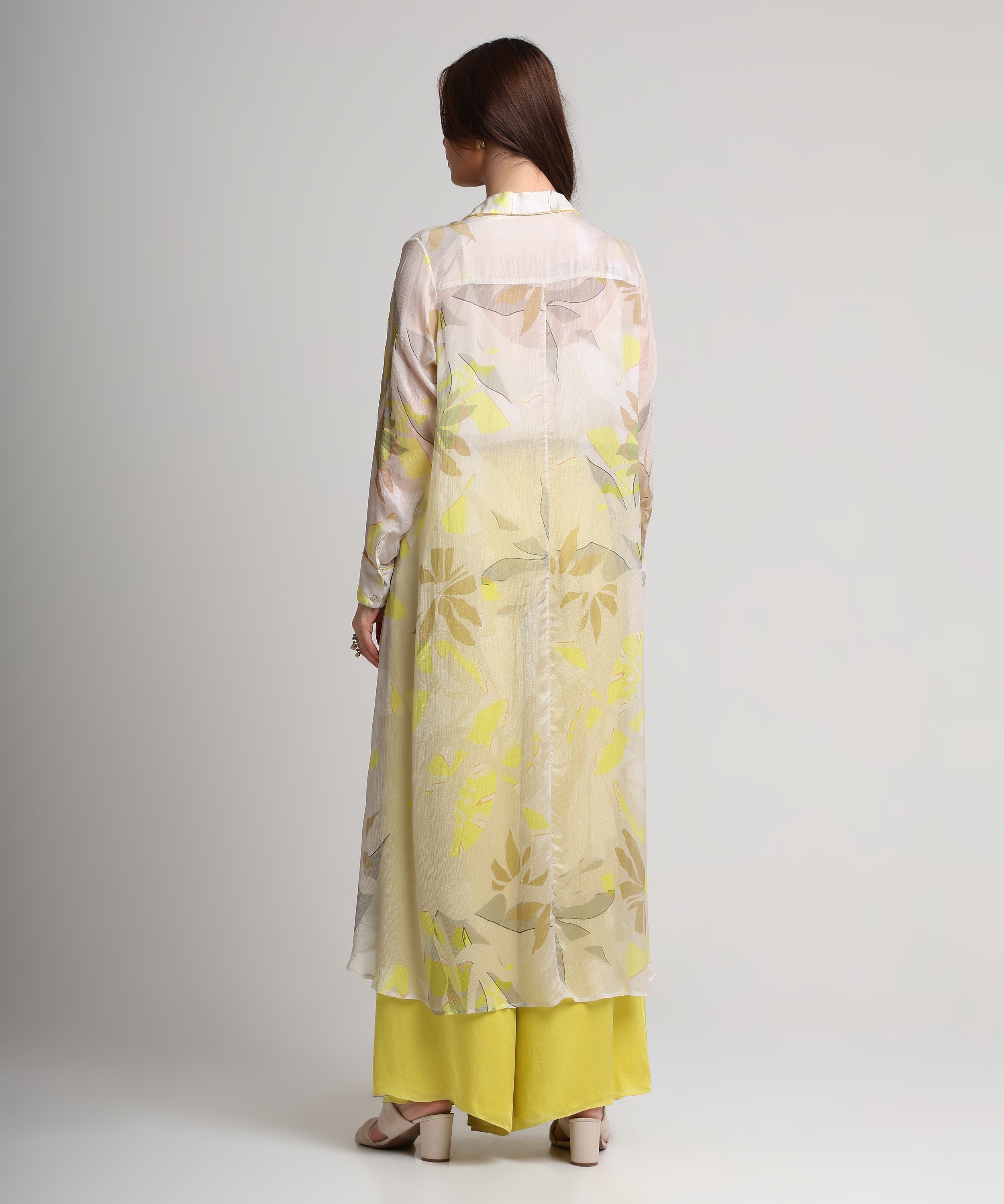 Beige neon abstract floral print shirt