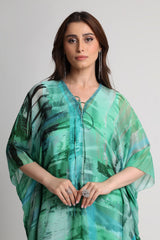 Green Geometric art print kaftan