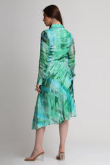 Green Geometric art print shirt dress