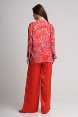 Red Floral abstract floral print shirt